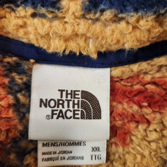 Vintage North Face Men Tan Aztec Geometric Sherpa 1/2 Zip Hoodie Size XL Plush - Picture 14 of 16